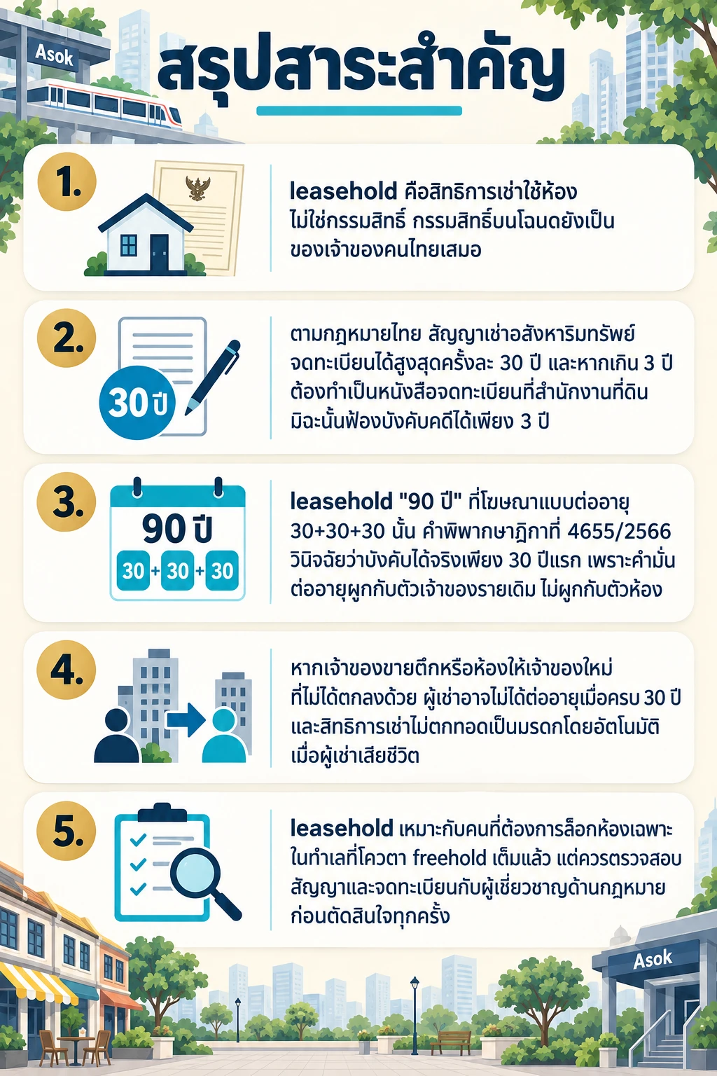 อินโฟกราฟิกสรุปข้อมูล โควตาต่างชาติเต็ม? ทำ leasehold คอนโดต่างชาติที่อโศกแทนได้ไหม