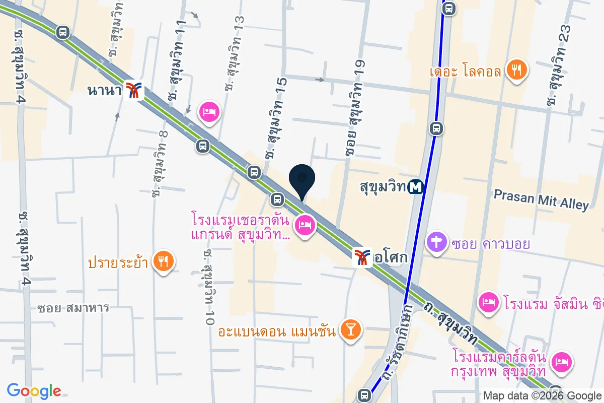 แผนที่ตำแหน่งคุณชายชาบูบุฟเฟ่ต์ สาขา สุขุมวิท二少爷自助火锅 KunshineHotpot(Asok)